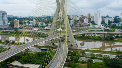 Fototapeta na wymiar Cable stayed bridge. Sao Paulo city, Brazil South America. 