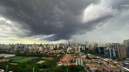 Before the Rain. Summer storm sky above the town. Sao Paulo city, Brazil.