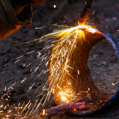 Gas welding machine at work.