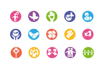 Icon set of zero discrimination day vector design