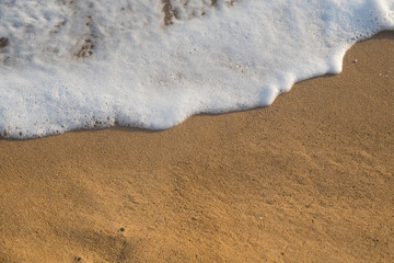 Tropical beach background with soft wave and white foam