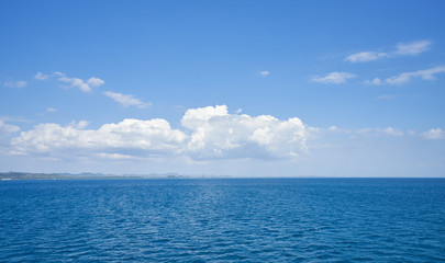 clear blue sky with cloud and seascape to koh chang thailand