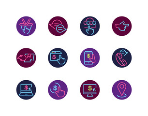 Isolated shopping and commerce neon icon set vector design