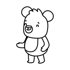 cute brown bear cartoon character on white background thick line