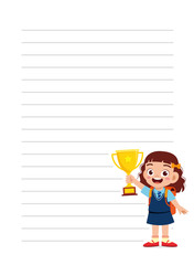 happy cute little kid girl notebook school