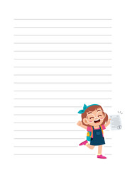 happy cute little kid girl notebook school