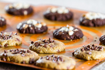 Freshly baked chocolate chip cookies