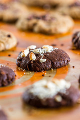 Freshly baked chocolate chip cookies