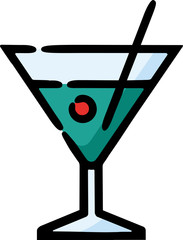 Martini Cocktail Happy Hour Doodle Sketch Icon