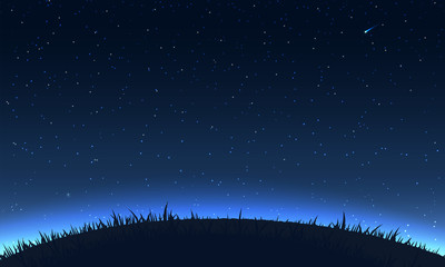 Night sky background. Hill at night sky and star.