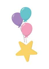 decorative star with balloons celebration icon