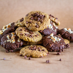 Freshly baked chocolate chip cookies