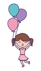 happy childrens day, little girl with balloons celebration party cartoon