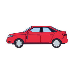 red sedan car icon, colorful design