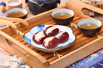 Taiwan delicious dessert - Xin Tai Ruan(red dates stuffed with sticky rice cake)