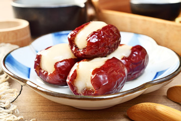 Taiwan delicious dessert - Xin Tai Ruan(red dates stuffed with sticky rice cake)