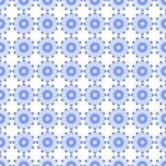 Fototapeta na wymiar geometric seamless pattern. blue flowers. monochrome symmetry. wallpaper.