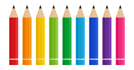 Colorful pencils isolated on white background. Vector illustration