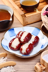 Taiwan delicious dessert - Xin Tai Ruan(red dates stuffed with sticky rice cake)