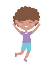 Obraz premium happy childrens day, cute boy hands up celebration cartoon character