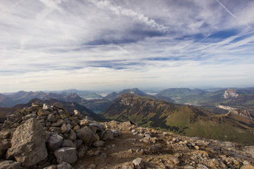View from the Chaiserstock mountain on an autumn afternoon
