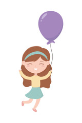 happy childrens day, little girl with balloon celebration party cartoon