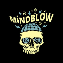 mind blowing skull image vector. skull tee design concept.