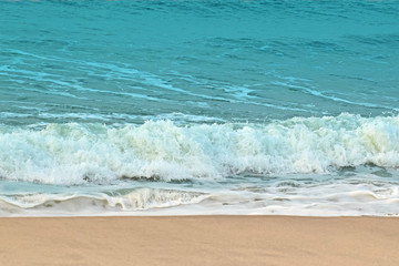  Sea water and wind wave On the beautiful sandy beach