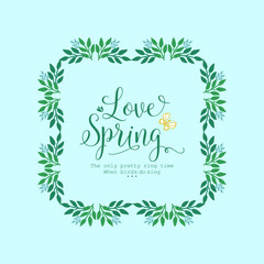 Modern shape of leaf and flower frame, for Love spring greeting card wallpaper design. Vector