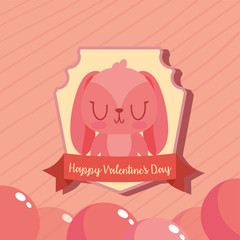 Happy valentines rabbit cartoon vector design