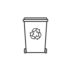 Vector flat cartoon outline Recycle Bin for Utilization of Garbage. Saving Of The Environment Illustration isolated on white background