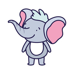 cute little elephant cartoon character on white background