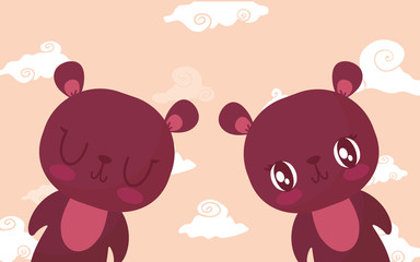 Happy valentines bears cartoons vector design