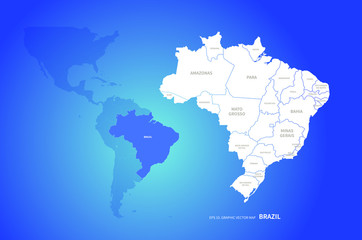 Fototapeta na wymiar brazil map. southamerica country map.