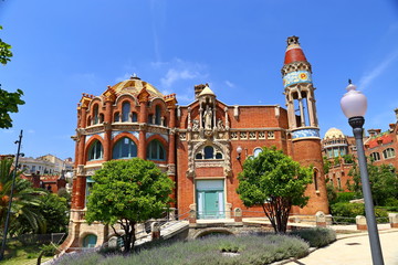 Obraz premium Hospital of the Holy Cross and Saint Paul de la Santa Creu i Sant Pau, Barcelona, Spain by Lluis Domenech i Montaner in barcelona 