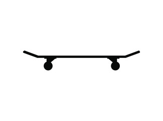 Vector black flat skateboard silhouette isolated on white background