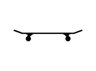 Fotobehang Vector black flat skateboard silhouette isolated on white background © Sweta