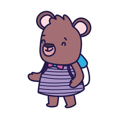 back to school education cute bear female with backpack