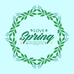 Love spring greeting card design, with leaf and flower modern frame. Vector