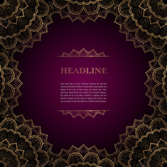 Luxury background with golden ornamental frame for greeting card, invitation or announcement