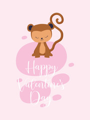 Happy valentines day monkey cartoon vector design