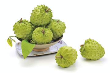 the pineapple sugar-apple with decoration on the white background