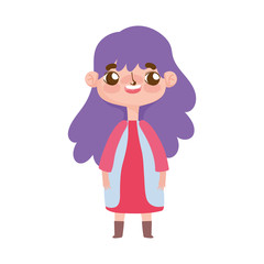 little girl with purple hair and gesture facial