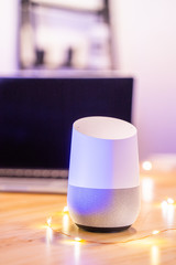 home assistant device with voice recognition capability. Electronic device smart speaker