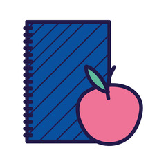 back to school education notebook and apple