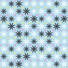 The Amazing of Colorful Floral White Yellow, Pink and Black, Abstract, Repeat, Illustrator Pattern Wallpaper 