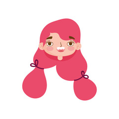 cute girl face expression facial gesture hair ponytails cartoon