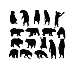 Wild Bear Set Silhouettes, art vector design