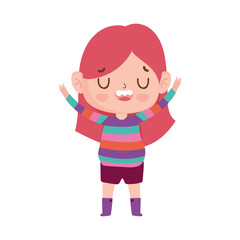 cute girl with striped sweater and expression facial