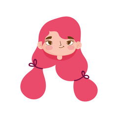 cute girl face expression facial gesture hair ponytails cartoon